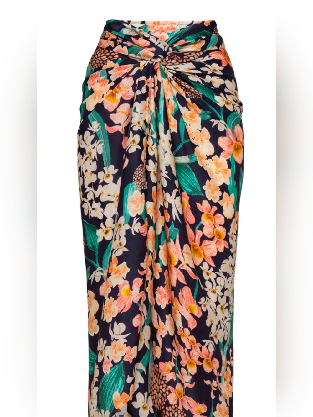 Agua Bendita Navy Floral Knot Sarong / Pareo "Lavanda Danza"